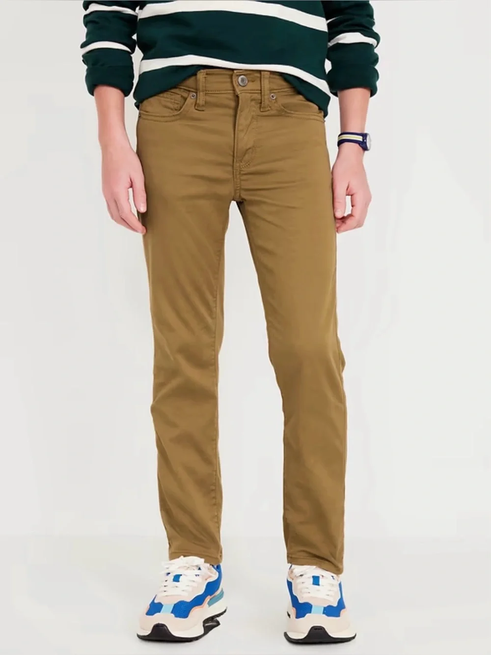 Old Navy | Boys Slim Fit 360° Stretch Twill Pants Built Tan Light Brown, Size 12